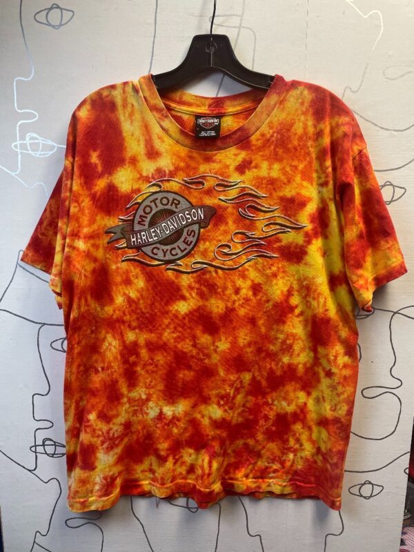 product details: ALLOVER FLAME TIE-DYE HARLEY DAVIDSON ACES T-SHIRT photo