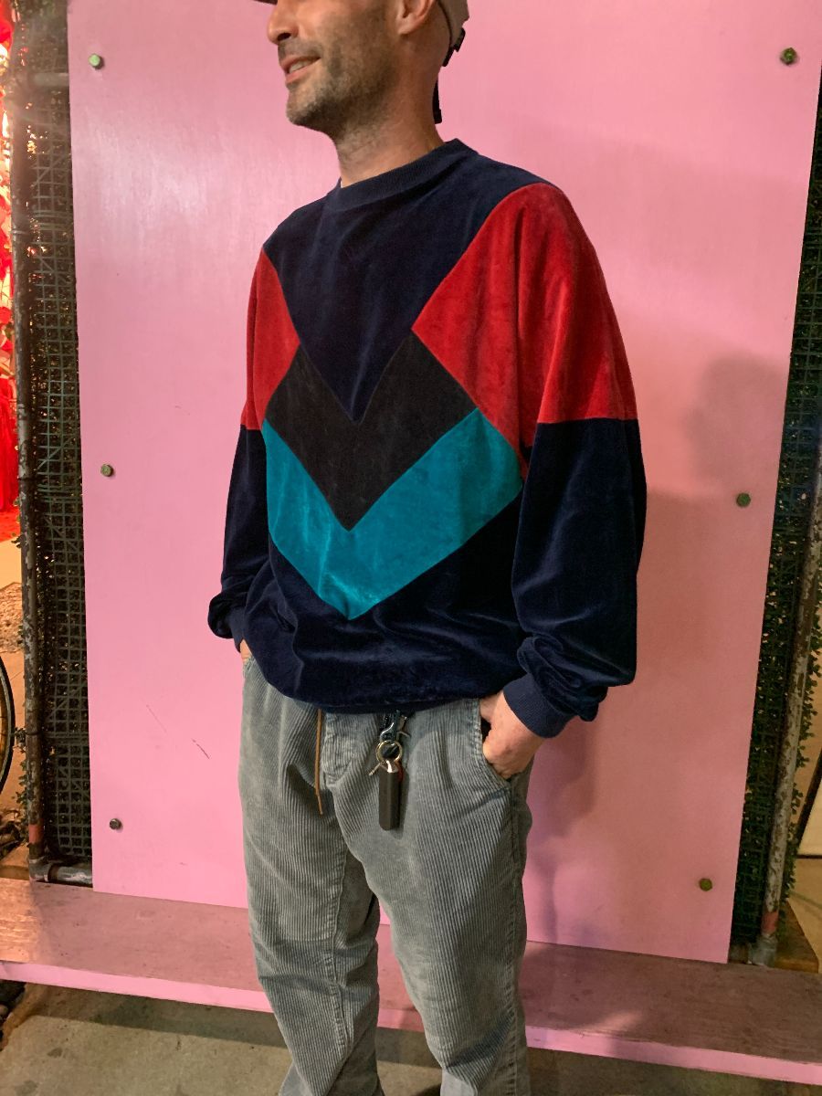 Colorblock Velour Pullover Sweatshirt | Boardwalk Vintage