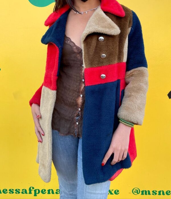 product details: RETRO 1960S FUZZY COLOR BLOCK PEACOAT SMALL FIT photo