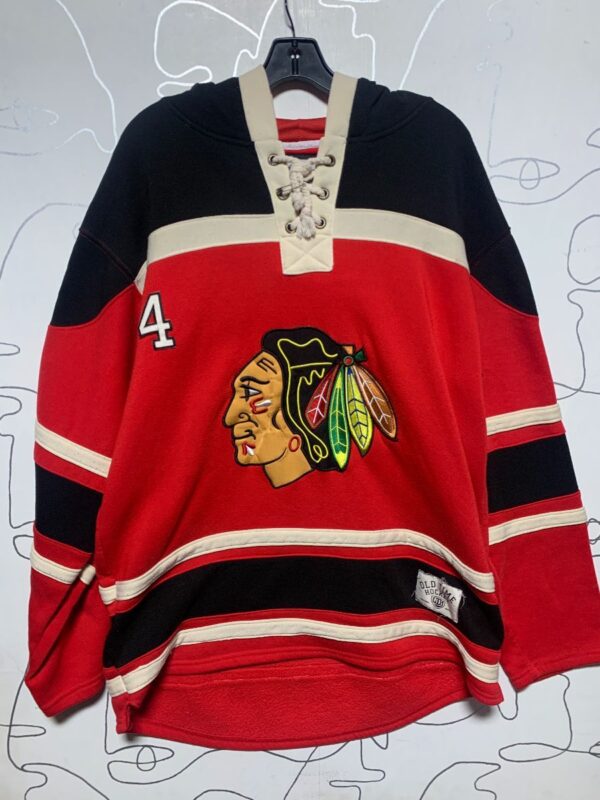 product details: NHL CHICAGO BLACKHAWKS HOCKEY JERSEY PULLOVER HOODED SWEATSHIRT #4 HJALMARSSON AS-IS photo