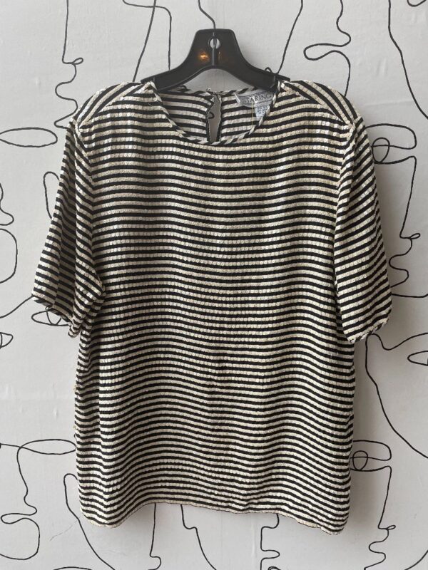 product details: AWESOME 1990S 100% SILK STRIPED SEQUIN BLOUSE BOXY FIT AS-IS photo