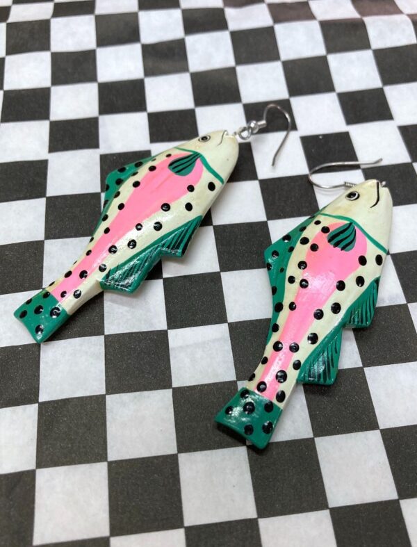 product details: HAND PAINTED FISH DANGLE EARRINGS *1980S DEADSTOCK photo