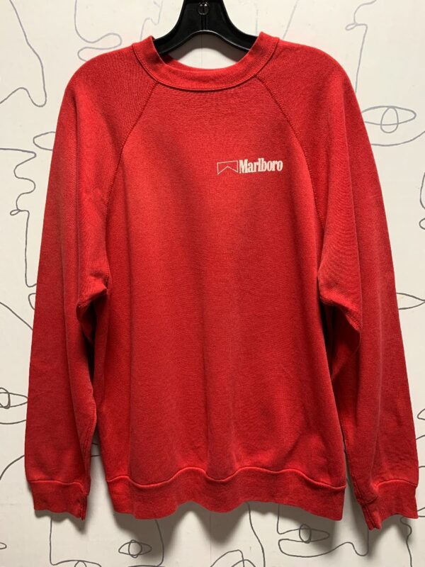 product details: SUPER SOFT AND PERFECTLY DISTRESSED MARLBORO PROMOTION PULLOVER CREW-NECK SWEATSHIRT AS-IS photo