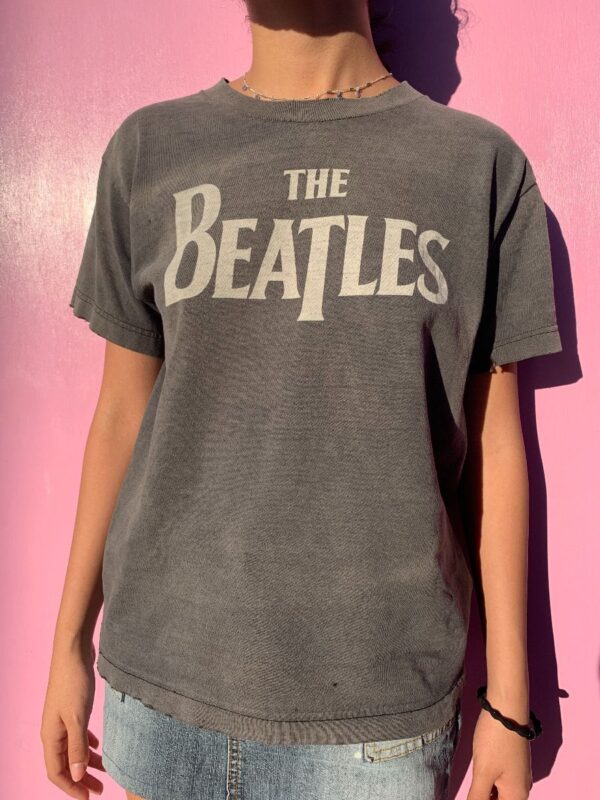 product details: DISTRESSED THE BEATLES LOGO FADED GRAPHIC T-SHIRT photo