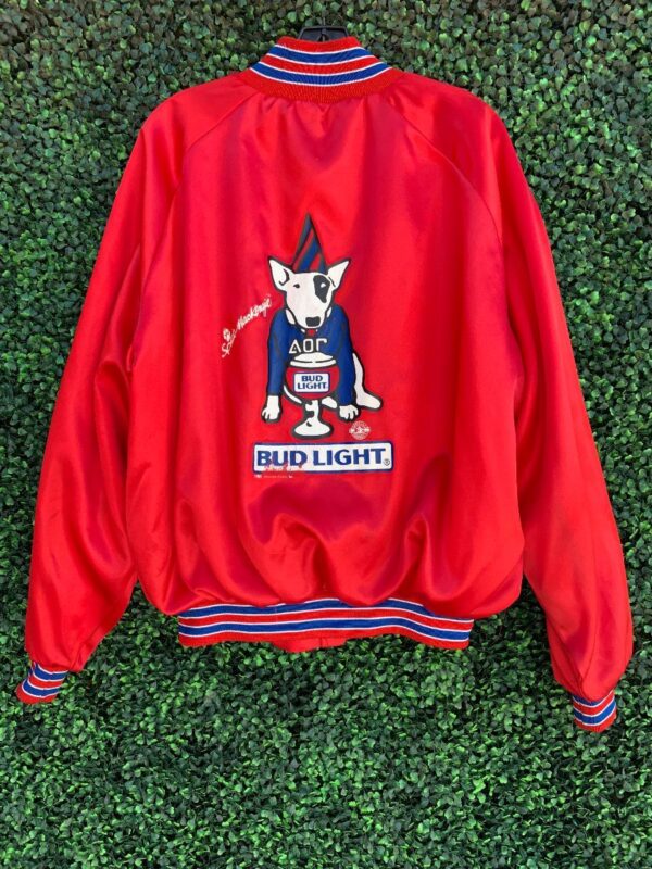 product details: VINTAGE BUD LIGHT SPUDS MACKENZIE RED SATIN JACKET photo