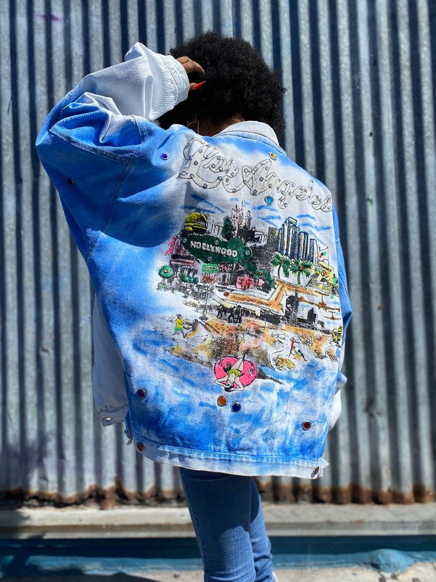 Tony Alamo Style Hand Painted Denim & Bedazzled Denim Jacket Los