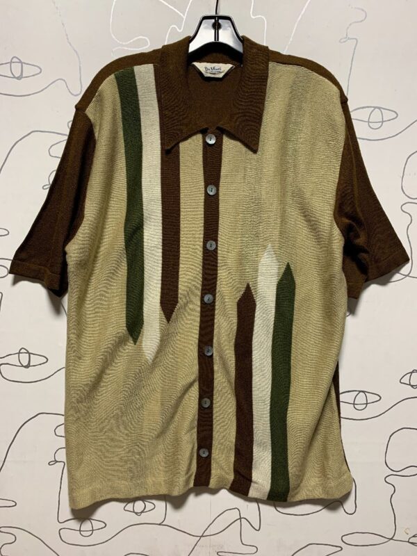 product details: 1960S ACRYLIC KNIT SHORT SLEEVE BUTTON UP SHIRT photo