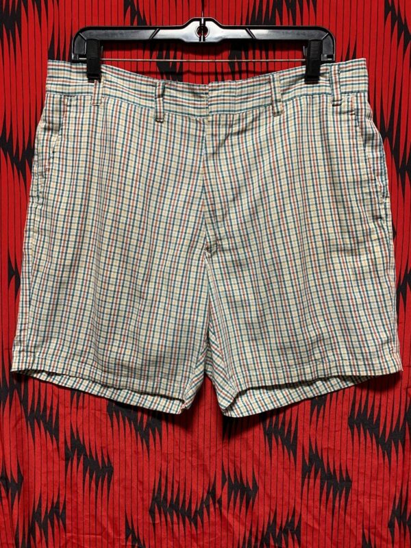 product details: RETRO COMBED COTTON BREEZY BEACH DAY PLAID SHORTS photo