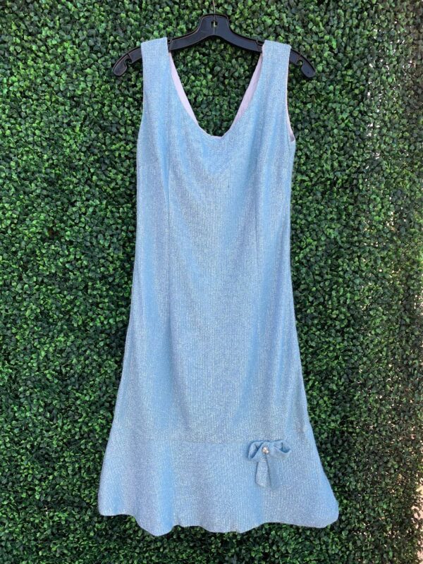 product details: RETRO GLITTERY TINSEL BABY BLUE DROP WAIST SHIFT DRESS photo