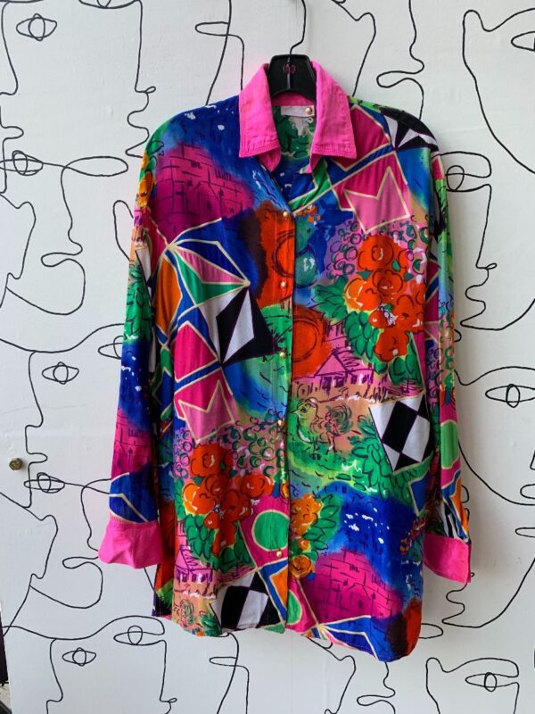 product details: FUN 1980S-90S GOTTEX ALLOVER FUNKY PRINTED BLOUSE photo