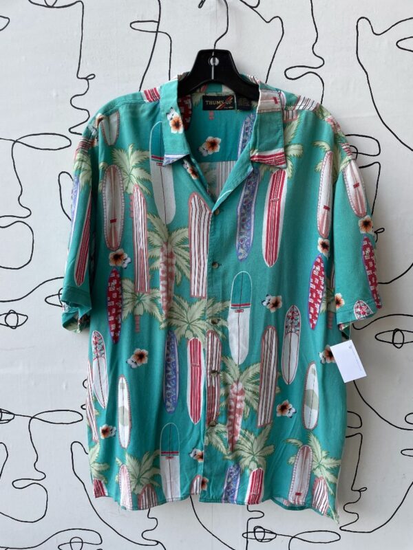 product details: RAD ALLOVER SURFBOARD PRINT RAYON SHIRT photo