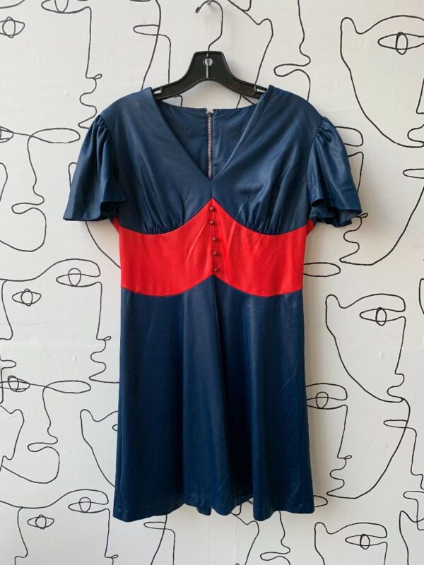 product details: FUNKY 1960S COLOR BLOCK MINI DRESS FLUTTER SLEEVES photo