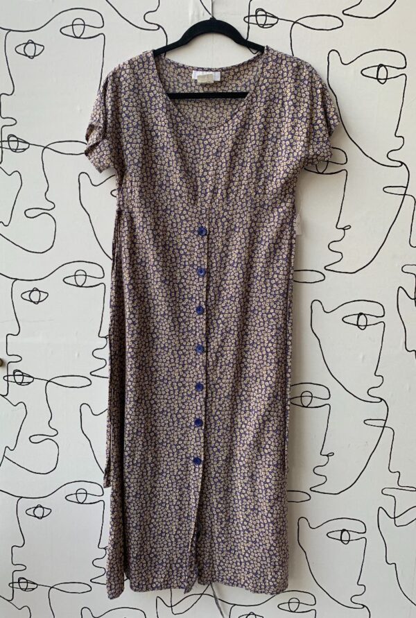 product details: CLASSIC 1990S DITSY FLORAL PRINT BUTTON DOWN DRESS SCOOP NECK photo