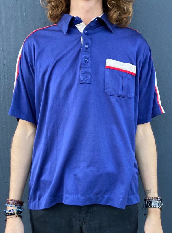 product details: COLOR BLOCK POLYESTER POLO HENLEY SHIRT WITH POCKET AS-IS photo
