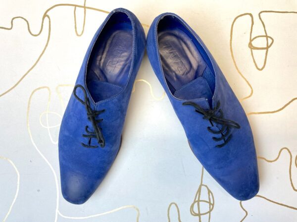 product details: BEAUTIFUL BRUSHED LEATHER LACE UP BLUE SUEDE SHOES OXFORDS photo