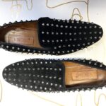 SUEDE CONE STUDDED SLIP ON OXFORD SHOE