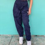 1990S DEAD-STOCK COTTON WORKOUT PANTS HOUNDSTOOTH PRINT