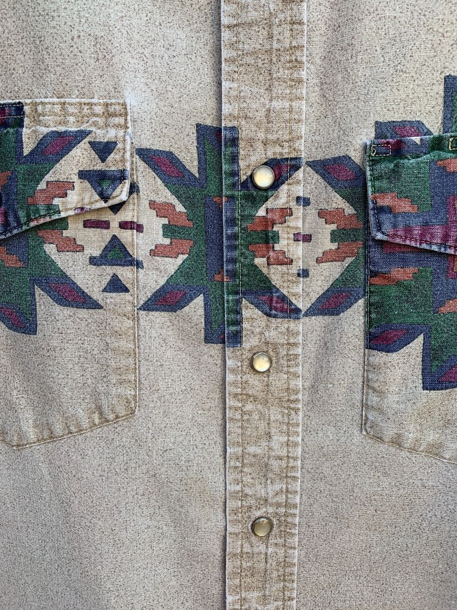 100% Cotton Wrangler Western Southwestern Design Pearl Snap Shirt ...