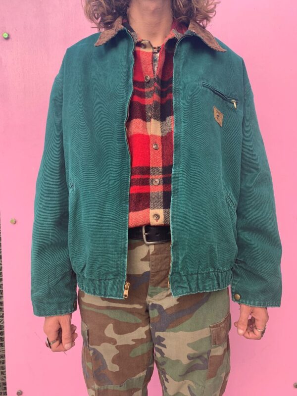 product details: CANVAS WORKWEAR JACKET CORDUROY COLLAR BLANKET LINED ZIP UP photo