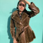 DEADSTOCK FAUX FUR & LEATHER BELTED MINI TRENCH