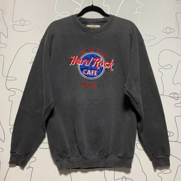 product details: FADED EMBROIDERED HARD ROCK CAFE SAVE THE PLANET BOSTON PULLOVER SWEATSHIRT photo