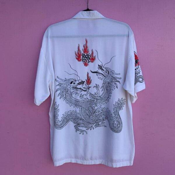 product details: AS-IS RAD 1990S ALLOVER DRAGON PRINT SHORT SLEEVE BUTTON UP SHIRT photo