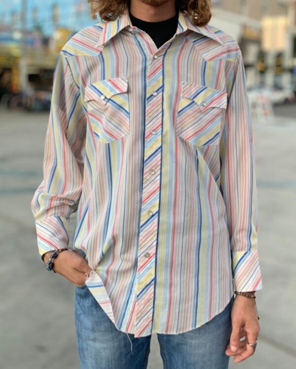 product details: KILLER MULTI COLORED STRIPED WESTERN STYLE LONG SLEEVE BUTTON UP SHIRT photo