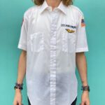 MOOLAH AIR PATROL WWI LINEN UNIFORM SHIRT WITH PATCHES CHAIN STITCH EMBROIDERY
