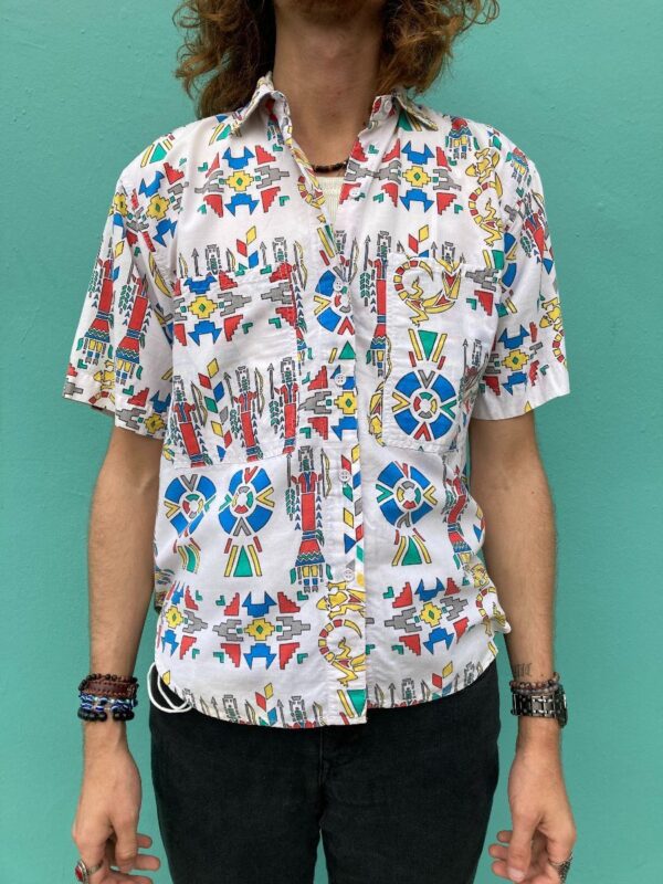 product details: AZTEC LIZARD PRINTED BUTTON UP COLLARED SHIRT photo