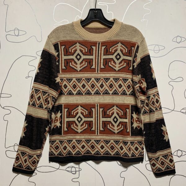 product details: AWESOME 1970S GEOMETRIC KNIT PATTERN PULLOVER SWEATER photo