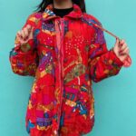 AMAZING ALLOVER INDONESIAN DESIGN PUFFY SILK BLEND JACKET WITH SEQUINS & TASSELS