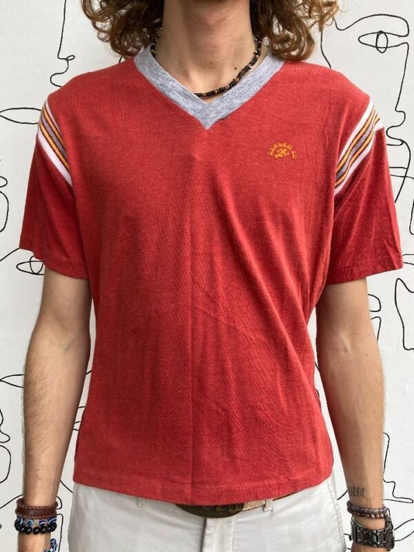 product details: RETRO ATHLETIC STYLE V-NECK RINGER TEE photo