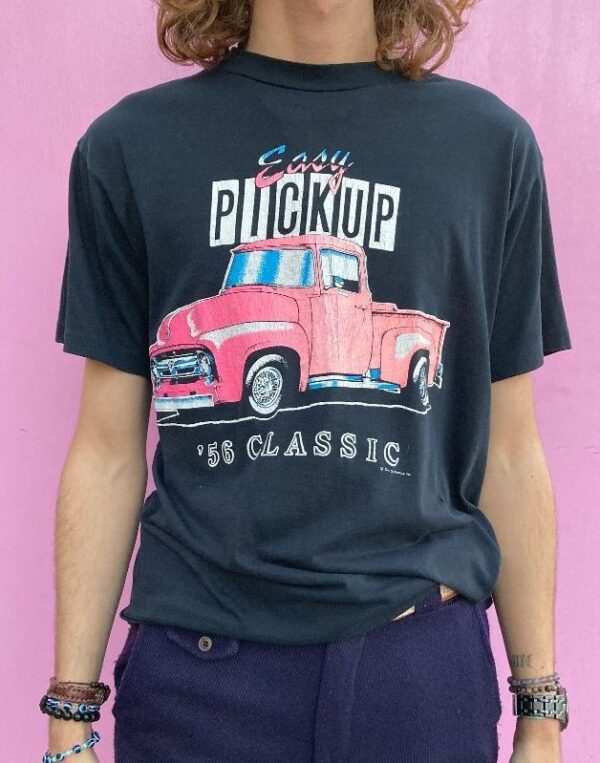 product details: T-SHIRT 1990S EASY PICKUP 56 CLASSIC PINK TRUCK GRAPHIC SINGLE STITCH photo