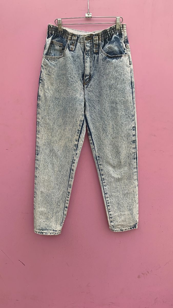 Afledning violin fyrværkeri 1980s Acidwash Petite Gitano Elastic Waist Denim Jeans Peg Leg | Boardwalk  Vintage