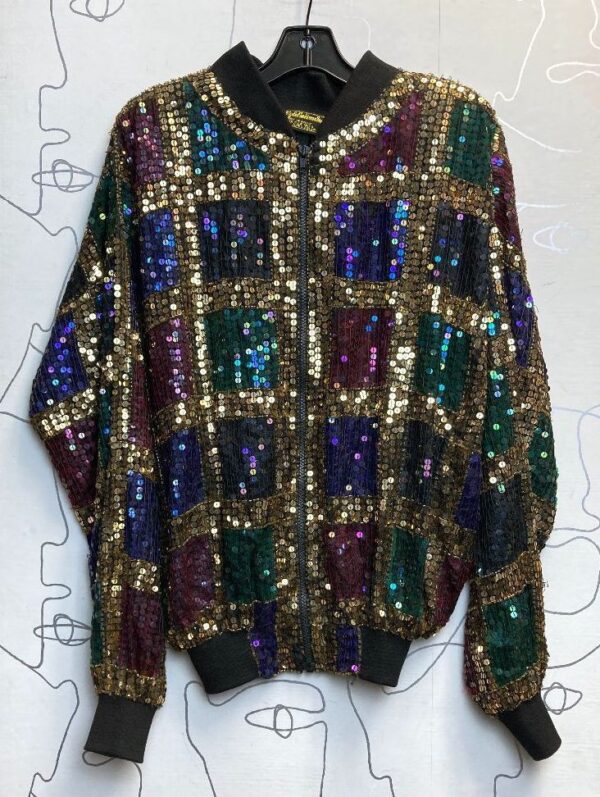 product details: 1980S INDIAN SILK SEQUINED BOMBER JACKET photo