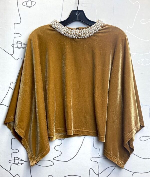 product details: AMAZING 1960S PEARL ENCRUSTED COLLAR PONCHO TOP photo