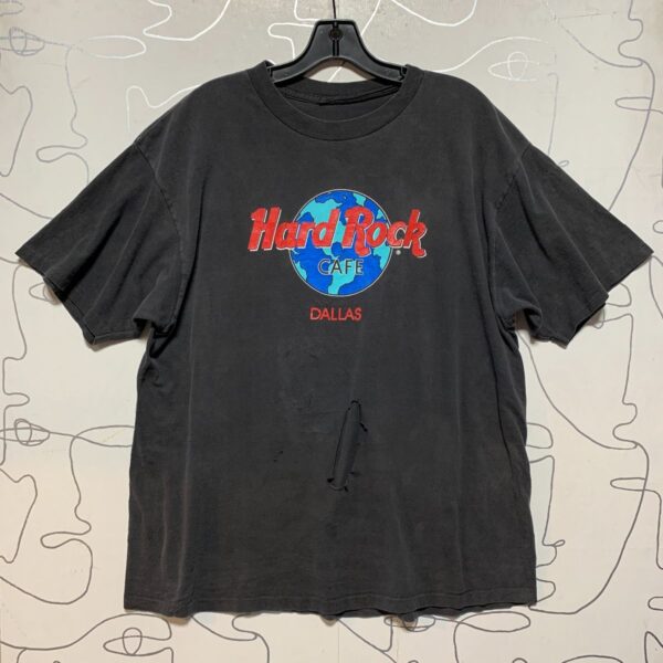 product details: RAD & DISTRESSED HARD ROCK CAFE DALLAS CLASSIC GLOBE LOGO T-SHIRT SINGLE STITCHED AS-IS photo