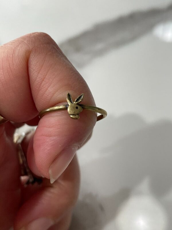 product details: SOLID BRASS PLAYBOY BUNNY RING ADJUSTABLE WRAP-AROUND SHANK photo