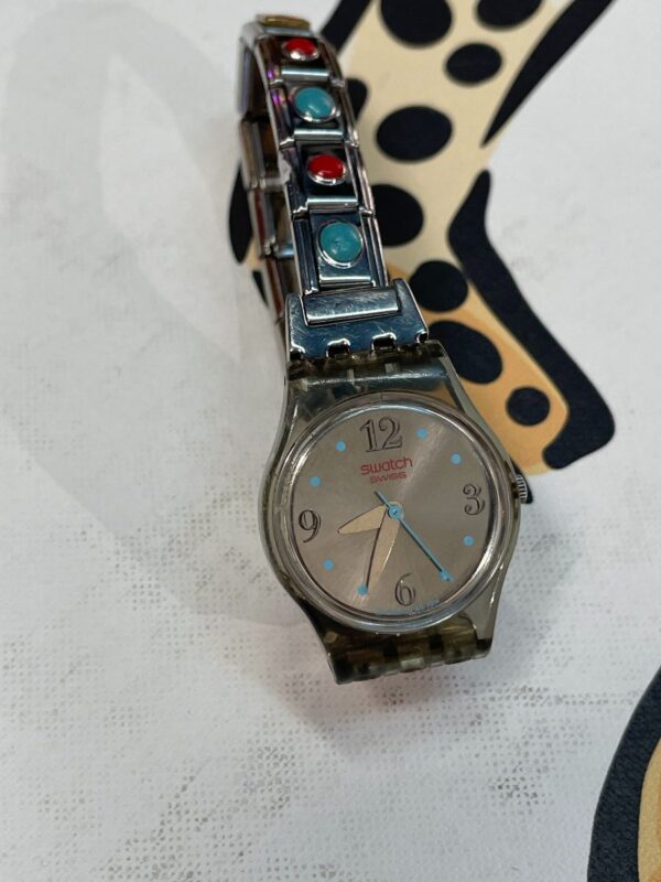product details: SUPER CUTE SWATCH WATCH STRETCH BAND STONE INLAYS photo
