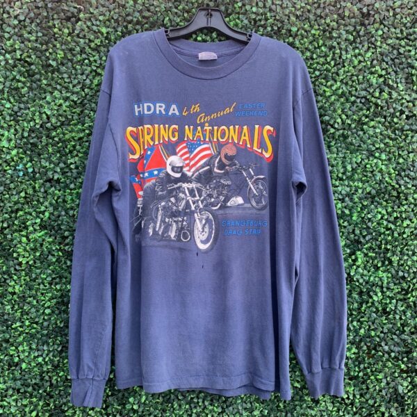 product details: PERFECTLY FADED AND DISTRESSED HDRA 4TH ANNUAL SPRING NATIONALS GRAPHIC LONG SLEEVE TSHIRT photo