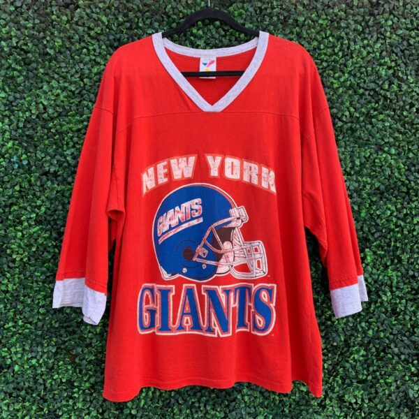 product details: NFL NEW YORK GIANTS OVERSIZED JERSEY 3/4 SLEEVE T-SHIRT photo