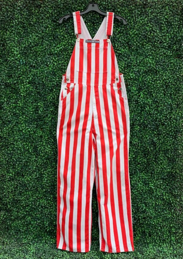 product details: AWESOME RED AND WHITE STRIPED COTTON OVERALLS photo