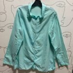 HAND DYED BUTTON DOWN LONG SLEEVE WITH CONTRAST STITCH WITH SLIT ON EACH SIDE