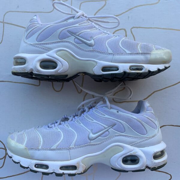 product details: AS IS NIKE AIRMAX PLUS WHITE ON WHITE photo