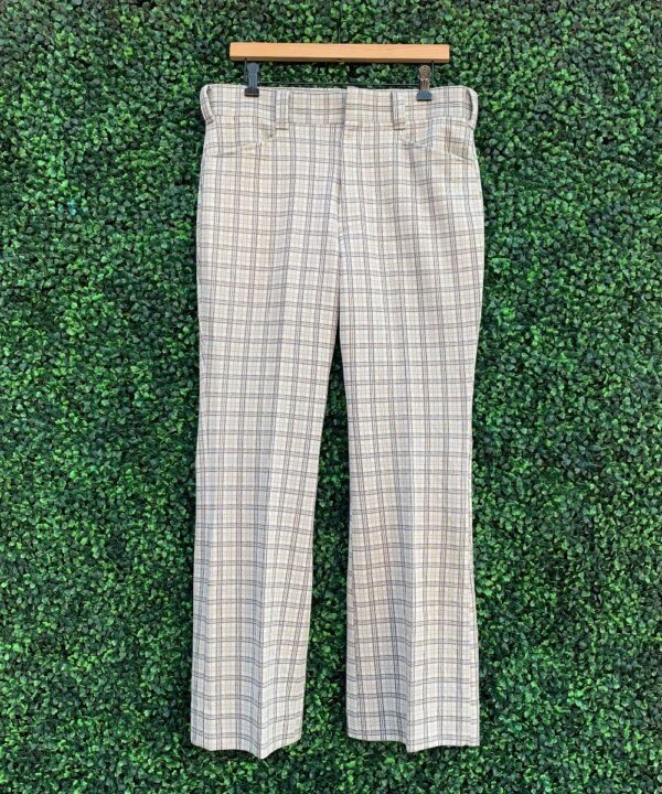 product details: RETRO 1970S FLARED PLAID TROUSERS photo