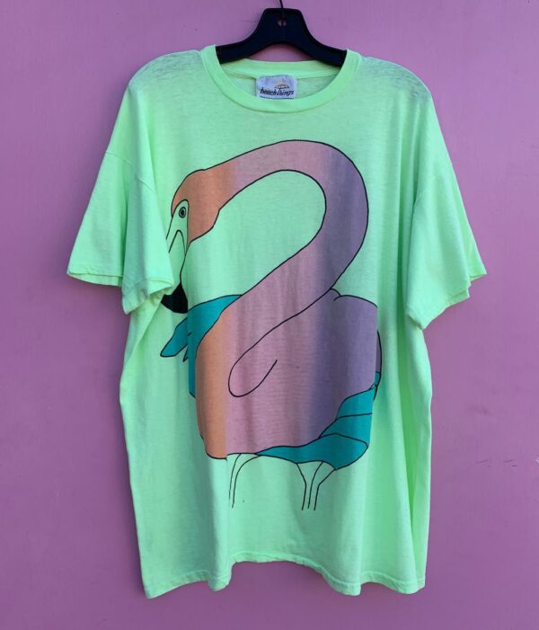 product details: 1980S OVER DYED BOXY TSHIRT LARGE BRIGHT FLAMINGO GRAPHIC photo