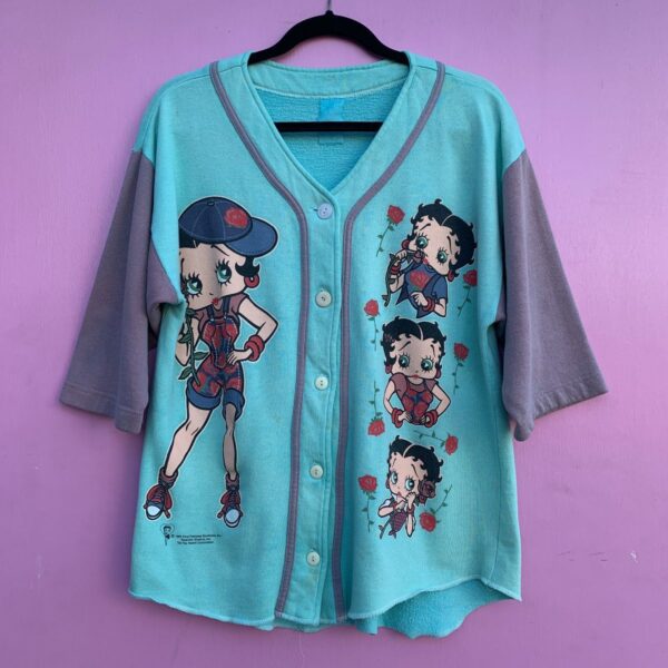 product details: HAND DYED VINTAGE BETTY BOOP BASEBALL JERSEY photo