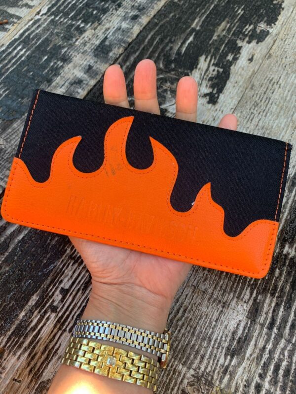 product details: CANVAS STITCHED FLAME WALLET HARLEY DAVIDSON photo