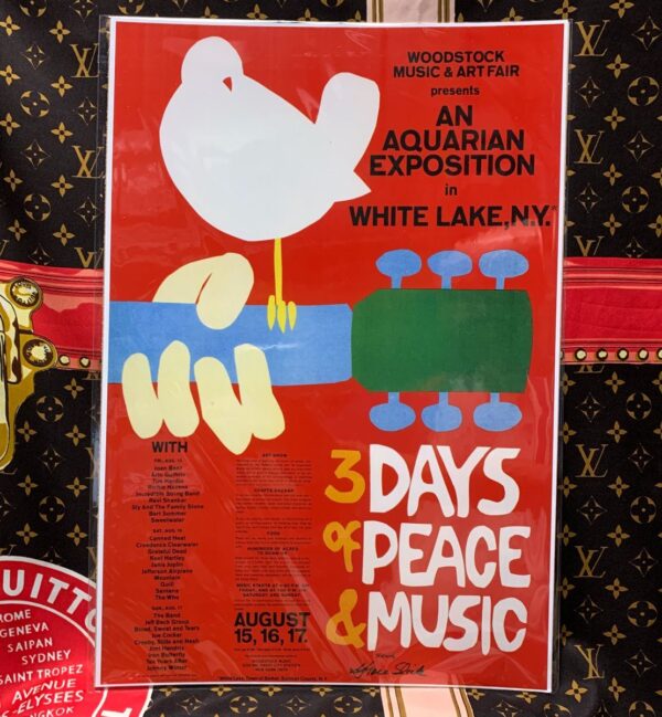 product details: ORIGINAL WOODSTOCK FESTIVAL PROMOTION GRAPHIC POSTER 3 DAYS OF PEACE AND MUSIC photo