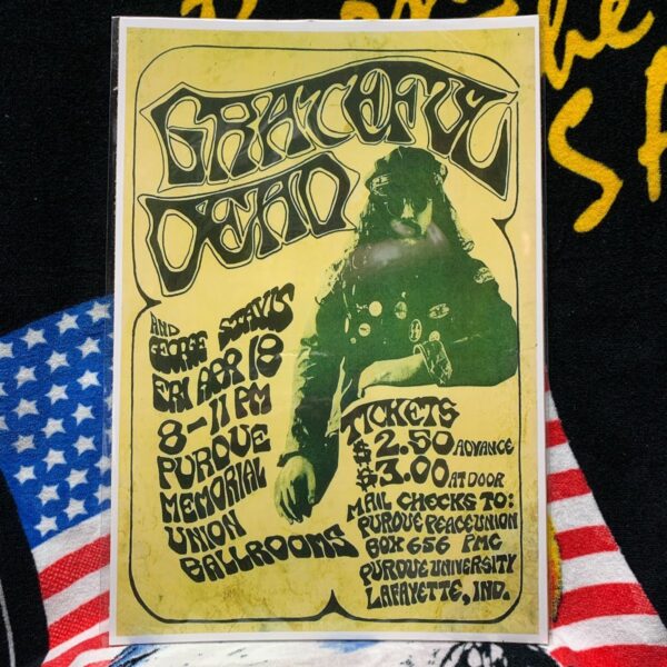 product details: VINTAGE GEORGE STRAVIS AND GRATEFUL DEAD POSTER LIVE AT PURDUE MEMORIAL UNION BALLROOMS photo
